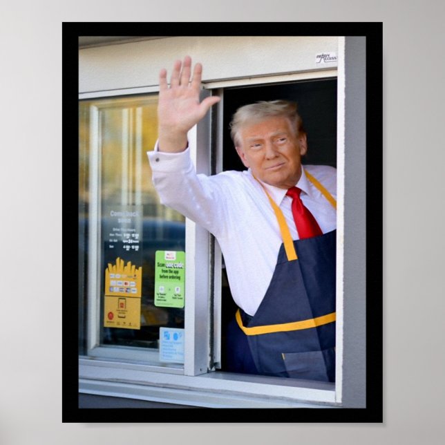 Hi Get Your Burger Donald Trump Cooks Fries Worker Poster (Front)