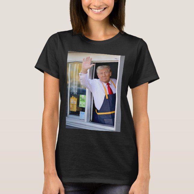 Hi Get Your Burger Donald Trump Cooks Fries Worker T-Shirt (Front)