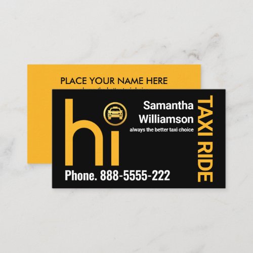 Hi Greeting Yellow Taxi Driver Business Card