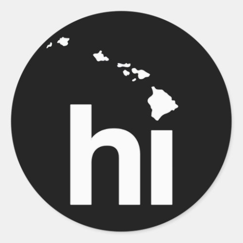 HI HAWAII DESIGN _ WHITE _png Classic Round Sticker