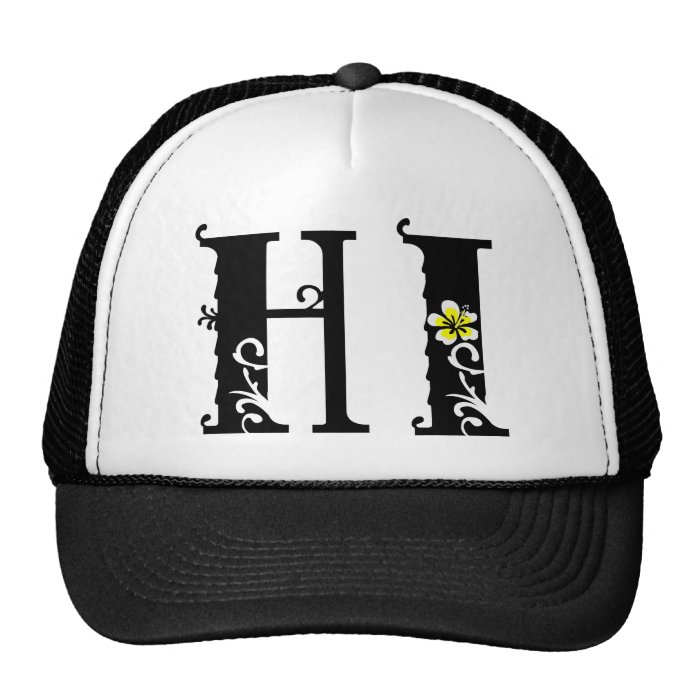 HI Hawaii hibiscus icon Mesh Hats