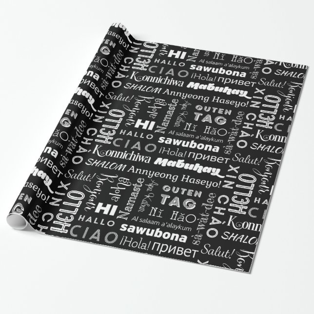 HI & Hello! Around the World Wrapping Paper (Unrolled)