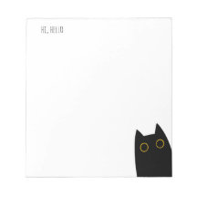 Hi, Hello, Cute Black Cat Notepad