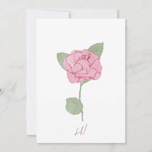 Hi Hello greeting rose  Flower Watercolor Script   Invitation