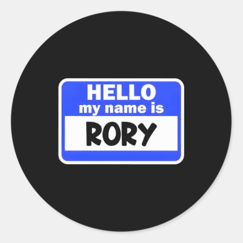 Hi Hello My Name Is Rory On Nametag Introduction Classic Round Sticker