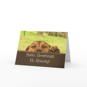 Hi Hello Puppy Looking over Fence Card