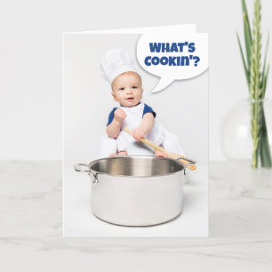 Hi Hello What's Cookin For Anyone Baby Chef Humor Holiday Card