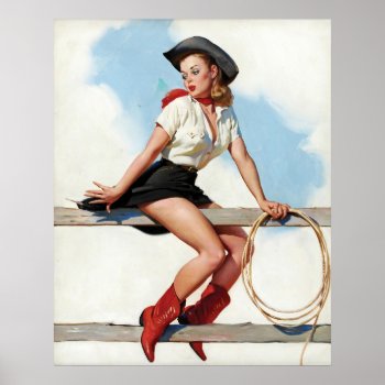 Hi Ho Cowgirl Pinup Art Poster by VintagePinupStore at Zazzle