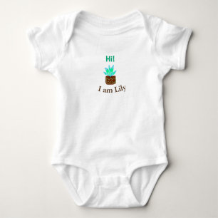 Hi I am Lily cactus succulent add name watercolor Baby Bodysuit