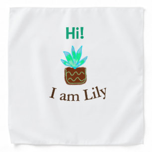 Hi I am Lily cactus succulent add name watercolor  Bandana