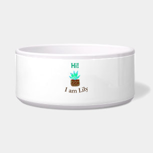 Hi I am Lily cactus succulent add name watercolor Bowl