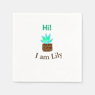 Hi I am Lily cactus succulent add name watercolor  Napkins
