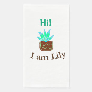 Hi I am Lily cactus succulent add name watercolor  Paper Guest Towels