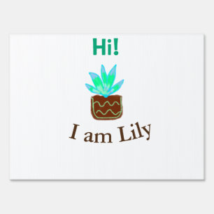 Hi I am Lily cactus succulent add name watercolor Sign