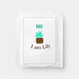 Hi I am Lily cactus succulent add name watercolor Tea Bag Drink Mix