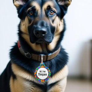 Hi! I'm (Add Name) Personalized Floral Pet ID Tag