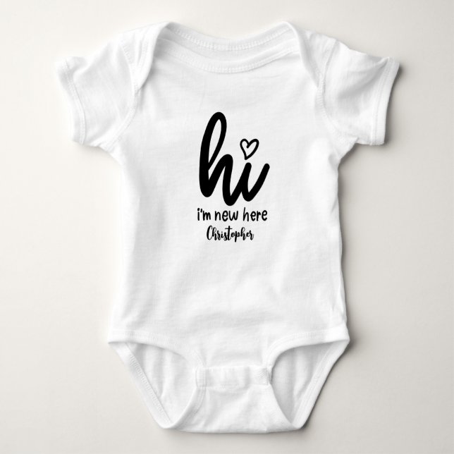 Hi, I'm New Here Baby  Baby Bodysuit (Front)