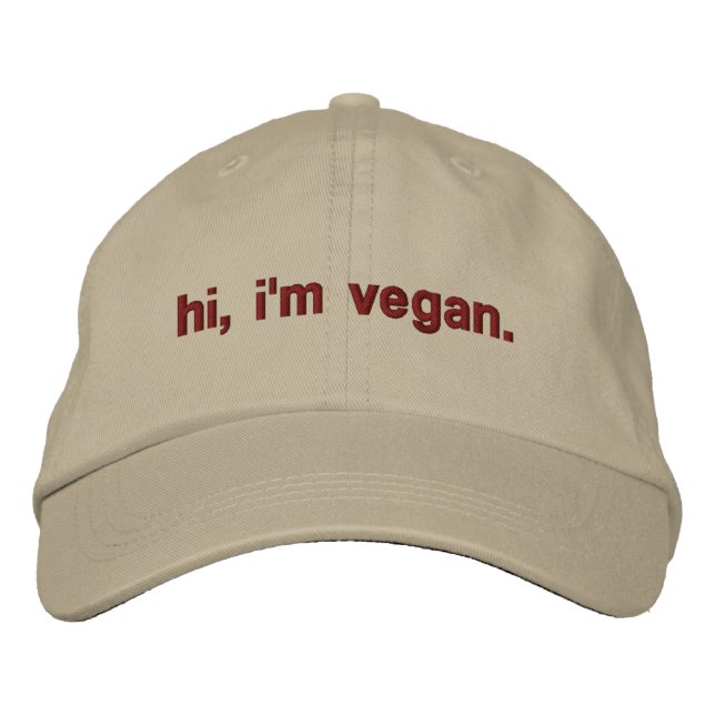 hi, i'm vegan embroidered hat (Front)