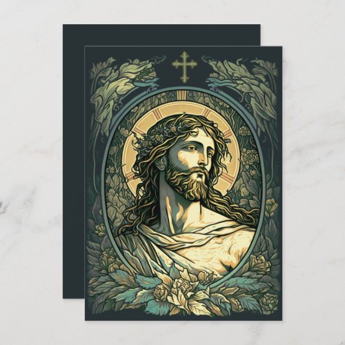 Hi is Risen Art Nouveau Jesus Painting Easter Holiday Card