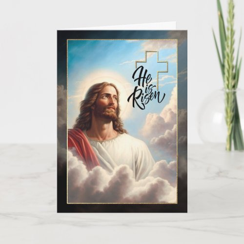  Hi is Risen Jesus Christ Painting Easter Holiday Card