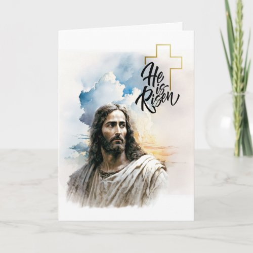 Hi is Risen Jesus Christ Painting Easter  Holiday Card