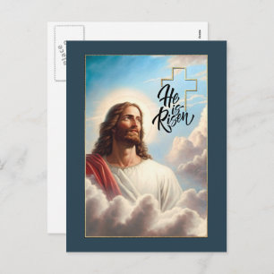 Hi is Risen! Jesus Christ Painting Easter Holiday Postcard
