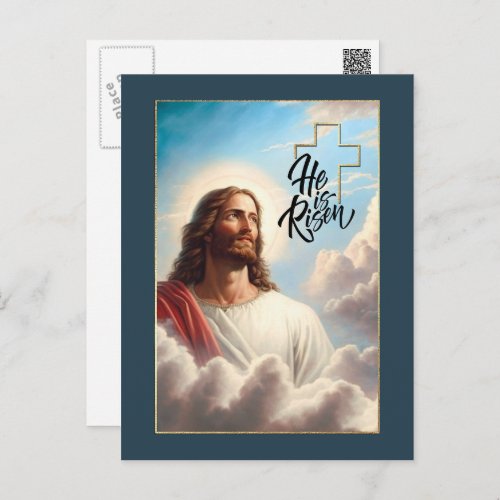  Hi is Risen Jesus Christ Painting Easter Holiday Postcard