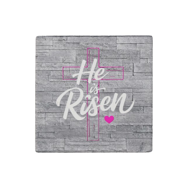 Hi is risen stone magnet (Front)