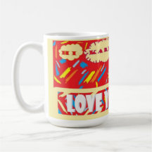 HI Karen Love You with bright red and patterned