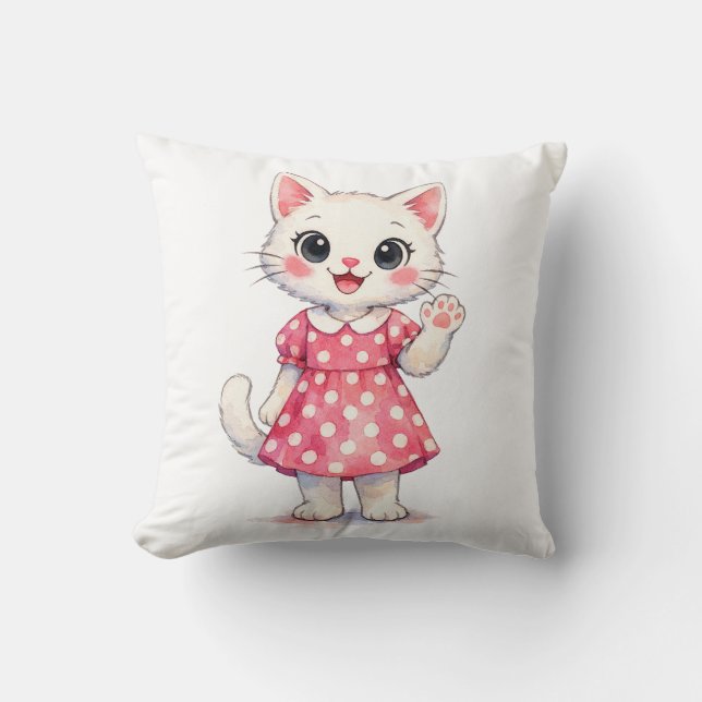Hi Kitty! Throw Pillow (Front)