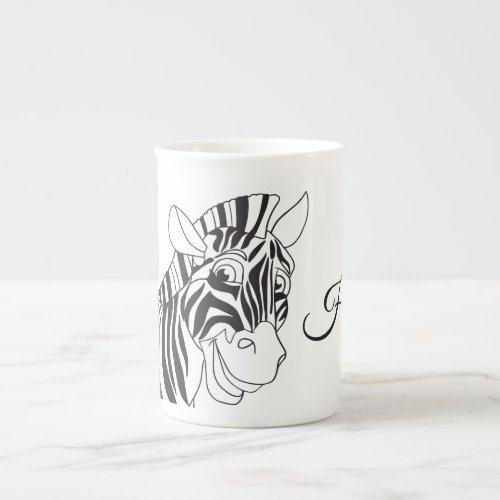 Hi Lettering Lovely Zebra Black  White trendy Bone China Mug