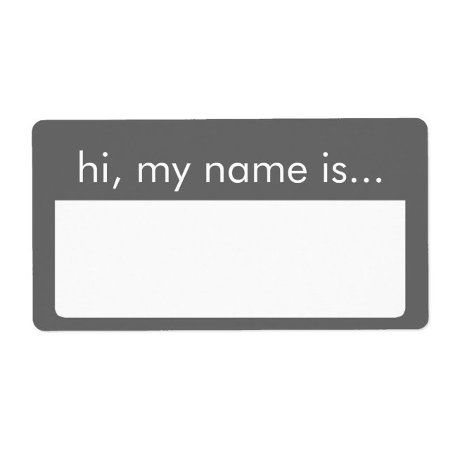 Hi, My Name is, Gray Name Tag Labels (Front)
