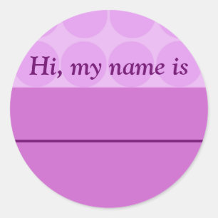 "Hi, my name is ______" - Lavender Dotted Design Classic Round Sticker