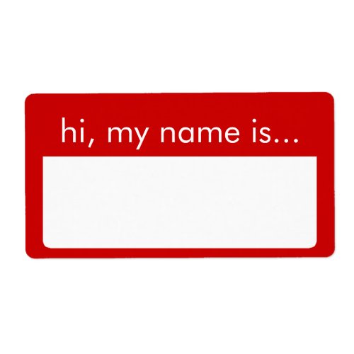 Hi My Name is Red Name Tag Labels