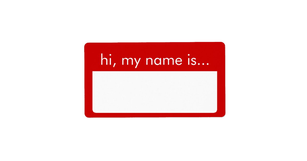 Hi, My Name is, Red Name Tag Labels Zazzle.