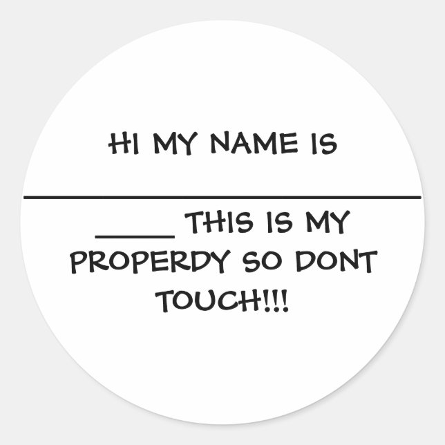 HI MY NAME IS ________________________ THIS IS ... CLASSIC ROUND STICKER (Front)