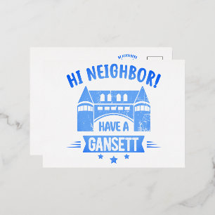 Hi Neighbor Have A Gansett Retro Style Gift Foil Holiday Postcard