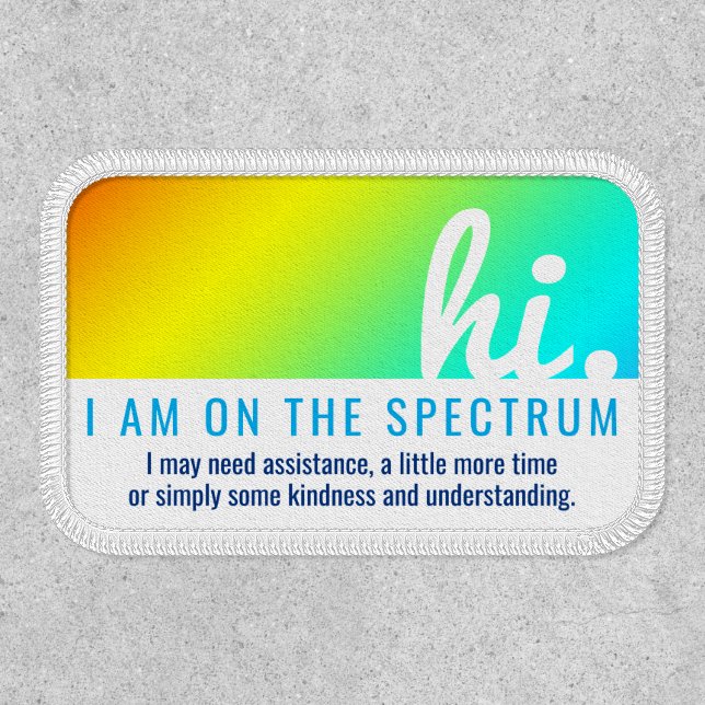 hi ON THE AUTISM SPECTRUM medical id pvc badge (Front)