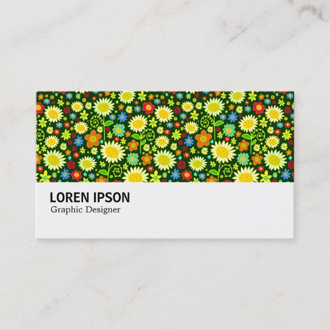 Hi-Phi - 0115 - Spring Flowers - Dk Green Business Card (Front)