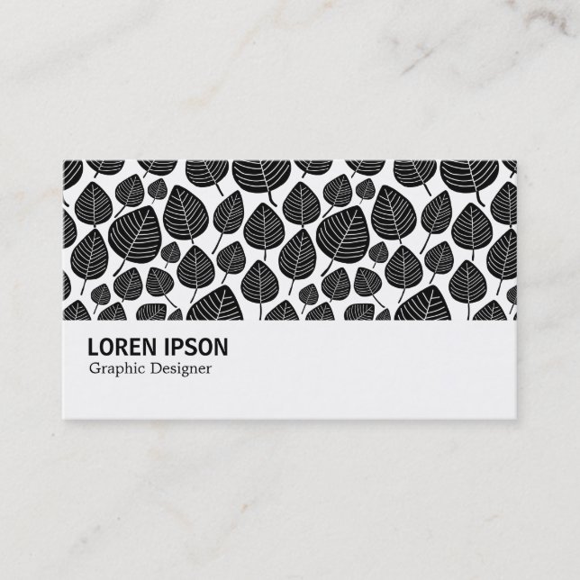 Hi-Phi - 0377 - Leaves - Black on White Business Card (Front)