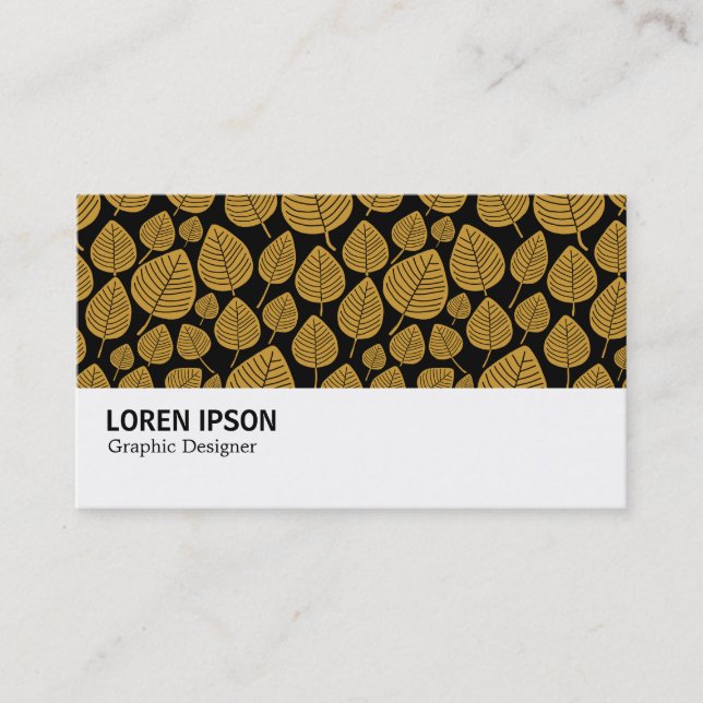 Hi-Phi - 0383 - Leaves - Gold Brown on Black Business Card (Front)