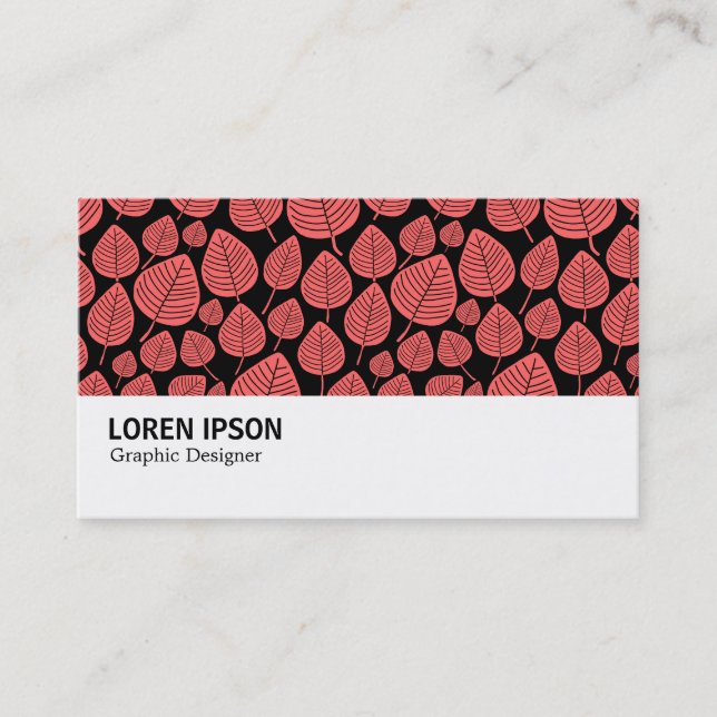 Hi-Phi - 0385 - Leaves - Tropical Pink on Black Business Card (Front)