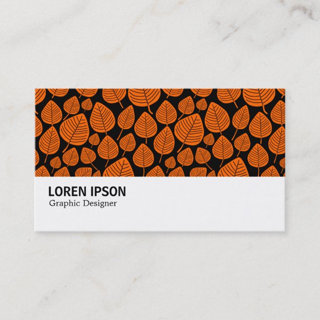 Hi-Phi - 0387 - Leaves - Orange on Black Business Card (Front)