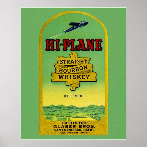 Hi_Plane Straight Bourbon Whiskey packing label Poster