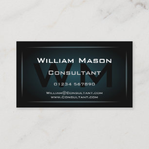Hi-Res Blue Monogram Professional Business Card