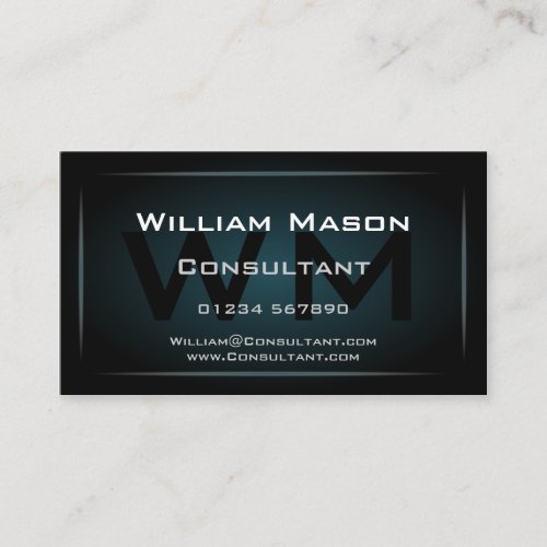 Hi-Res Blue Monogram Professional Business Card