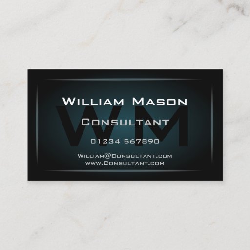 Customizable Hi-Res Blue Monogram Professional Business Card