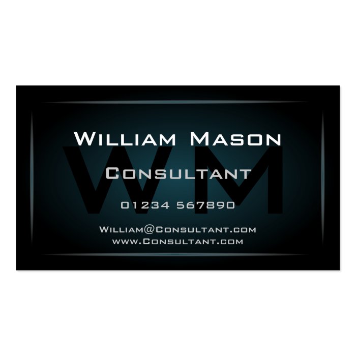 Hi Res Blue Monogram Professional Business Card