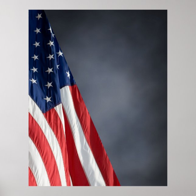 Hi Res COMPACT PHOTO BACKDROP - US Flag Gray Blue Poster (Front)