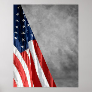 Hi Res COMPACT PHOTO BACKDROP - US Flag Gray Poster